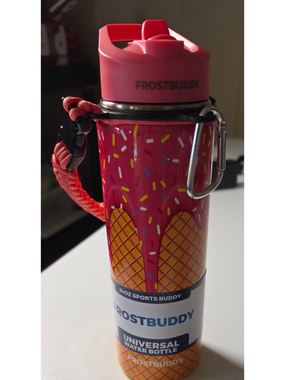 Frostbuddy 24oz Sports Buddy Universal Water Bottle with Ice Cream Cone Design